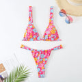 Women's printed bikini swimsuit set in polyester with floral pattern