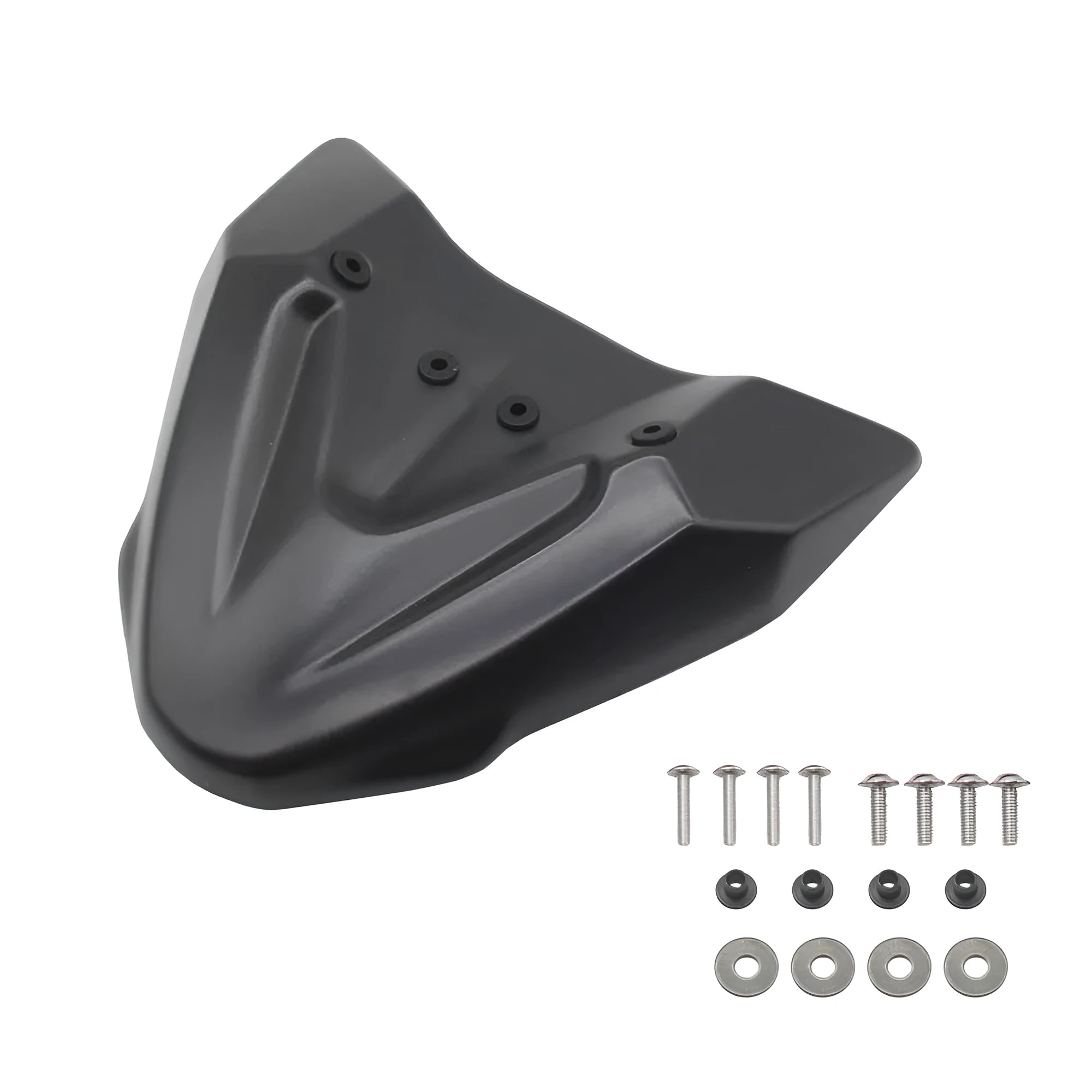 Black fixed wind front wing accessory for KTM Adventure motorcycles on packaging measuring 34.5x25x7.5 cm