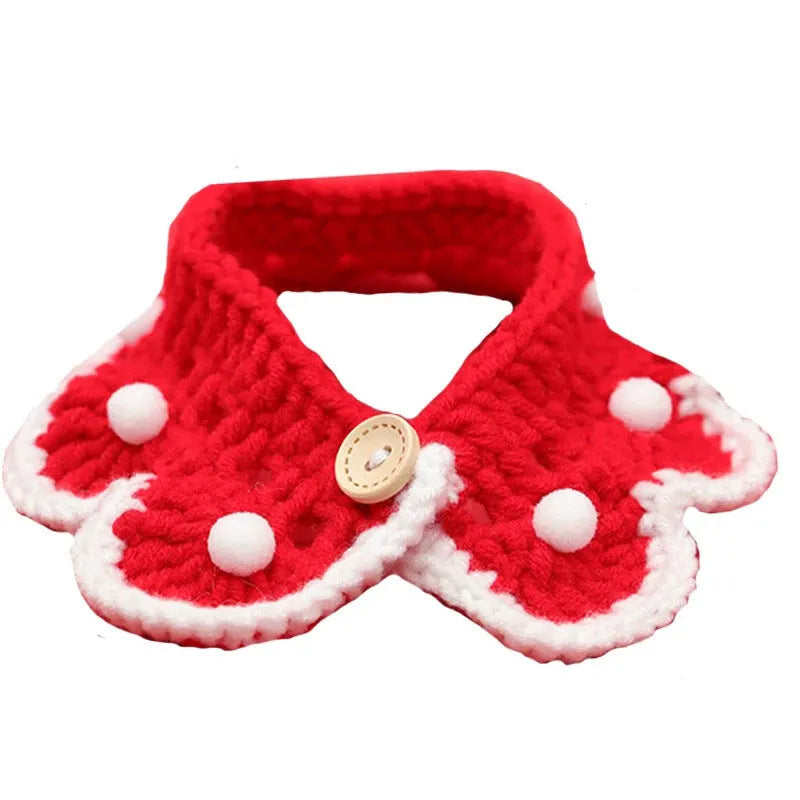 Knitted pet collar with cartoon pattern in milk cotton yarn for cats dogs rabbits