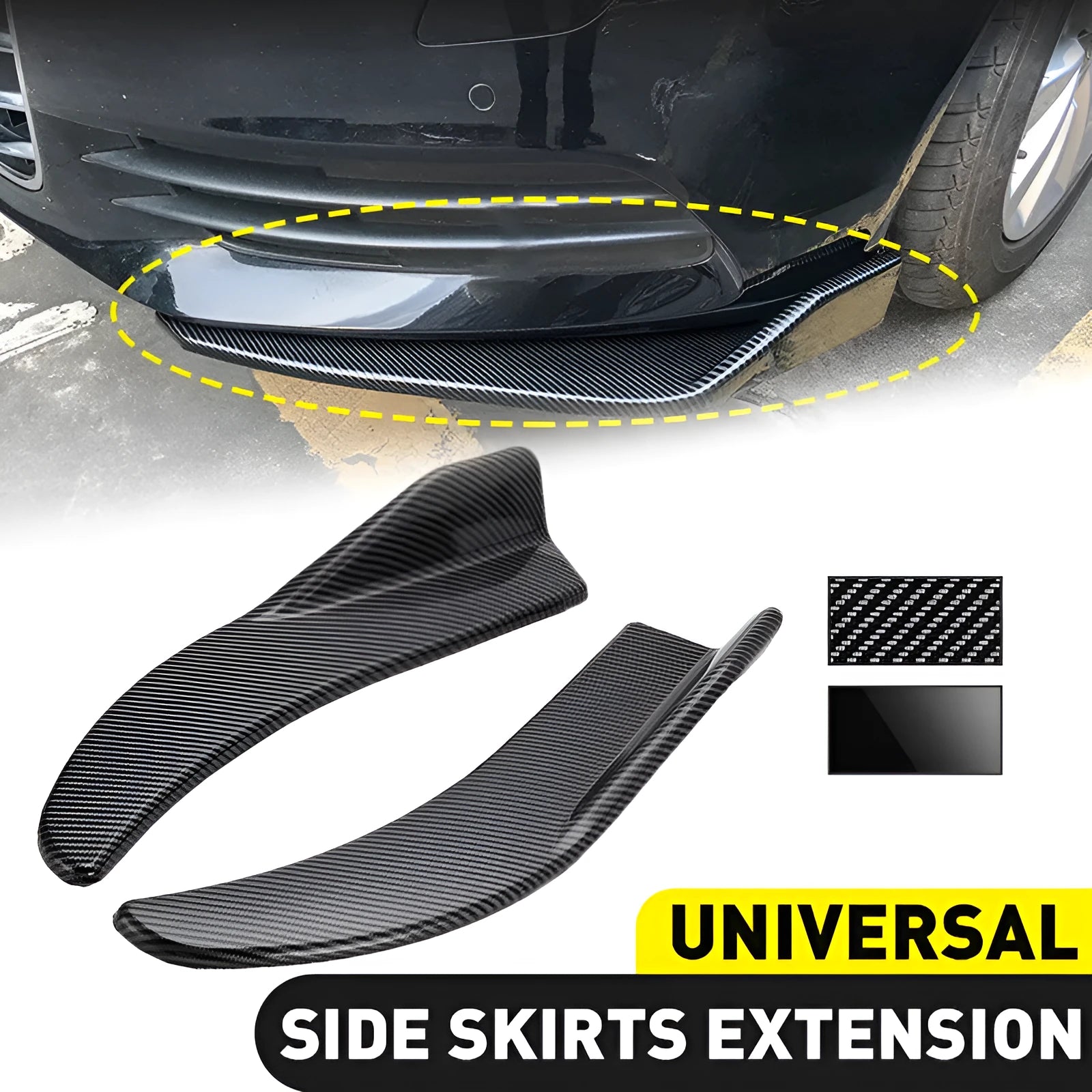 Car front and rear deflector light trim in carbon fibre finish for General Motors vehicles