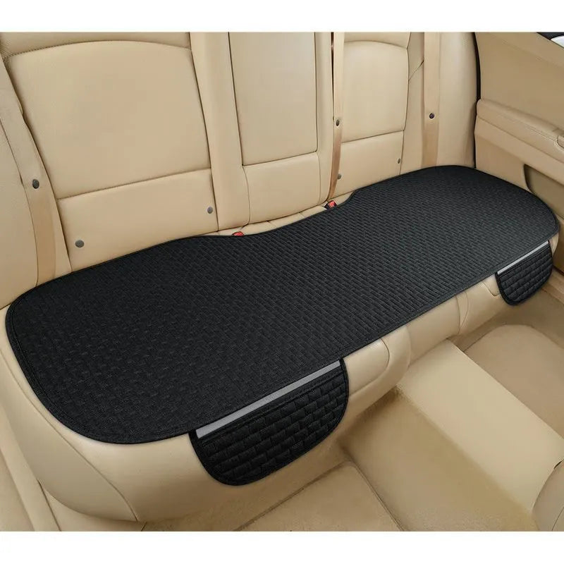 Linen plaid car seat cushion set shown in charm coffee colour on a car seat