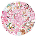 Assortment of 50 cute Christmas themed waterproof stickers ranging from 4cm to 8cm in size on a sheet.