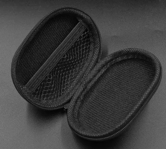 Black oval leather earphone storage case for EDX PRO and ZEX PRO compatible models
