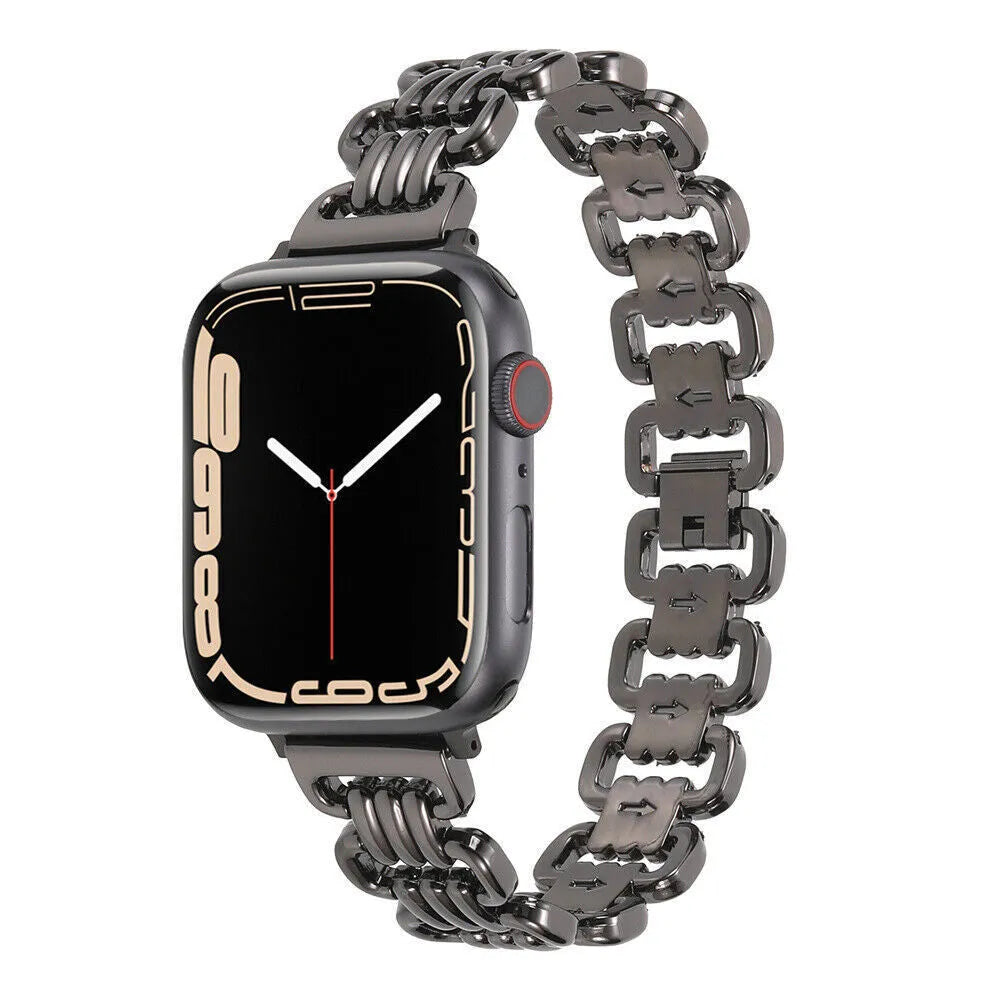 Alloy metal watch bracelet in silver, gold, black, rose gold, and starlight for Apple Watch 38mm to 49mm