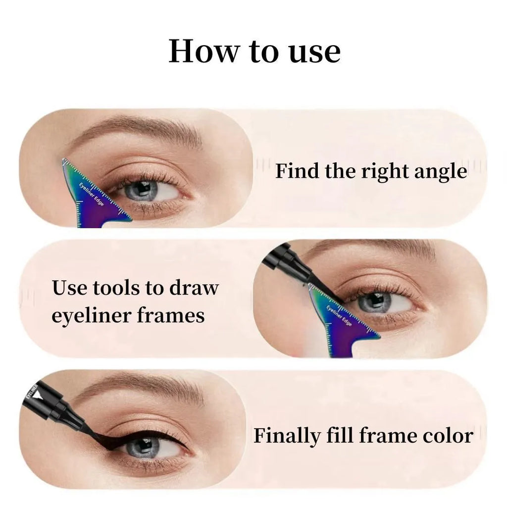 Reusable 3-in-1 eyeliner and contour stencil tool for hooded eyes in LaserFX and Pink colours.