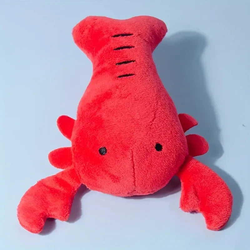 Red lobster stuffed dog toy with squeaker for small and medium breeds