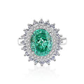 Women's S925 silver emerald ring with palaibahao inlaid high carbon diamond design in geometric shape