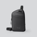 Men's black Oxford cloth crossbody bag with reinforced sewing thread construction