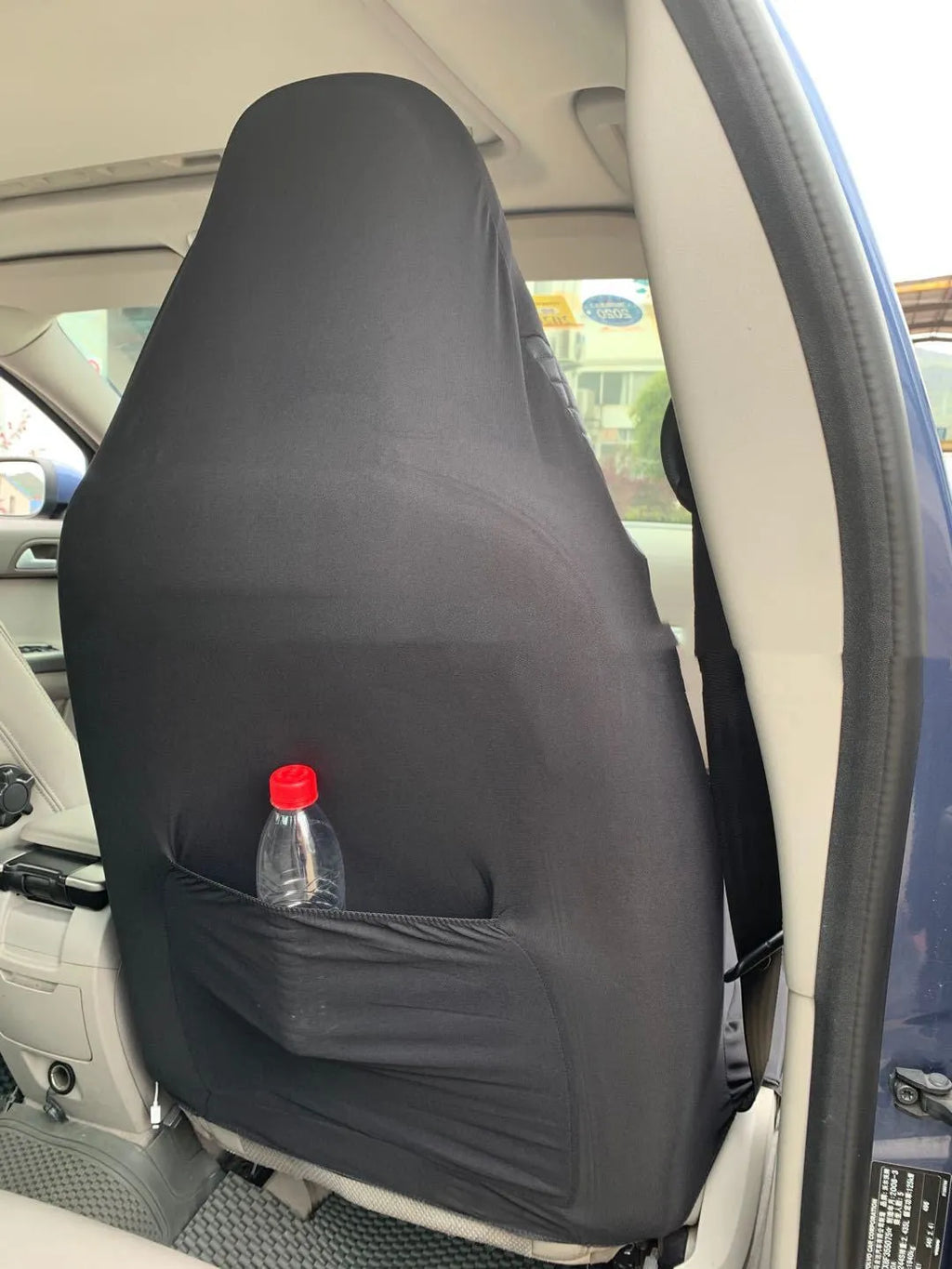 Black quilted PU automotive seat cover with polyester composite backing on car seat
