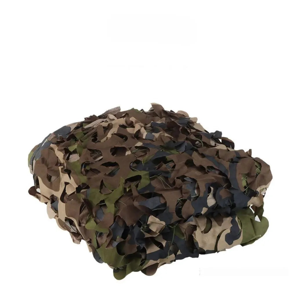 Camouflage netting sunshade in one of five colour patterns providing UV and infrared protection