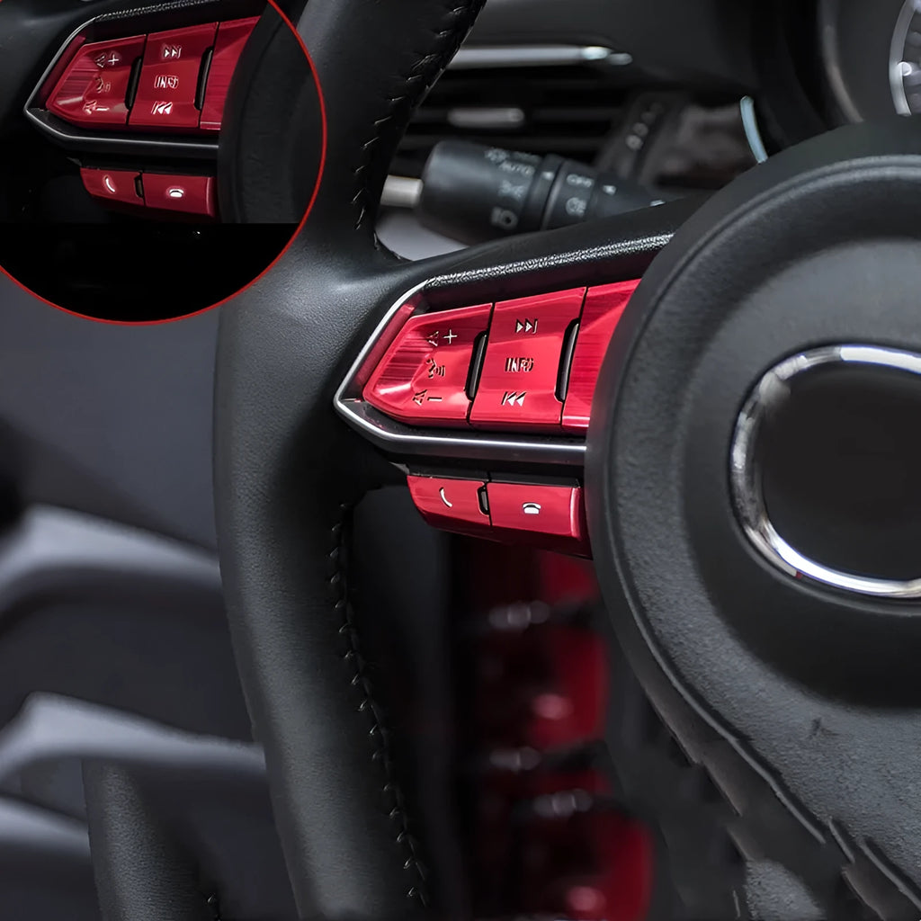 Aluminium alloy steering wheel decorative stickers with transparent button design