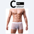 Men's thin quick-drying boxers in multiple colours on a size chart