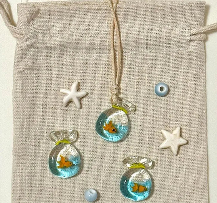 Women's pendant necklace with colourful glaze joker skirt pendant on cotton linen clavicle chain