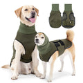 Army green polyester dog calming jacket for anxiety relief with gentle pressure design
