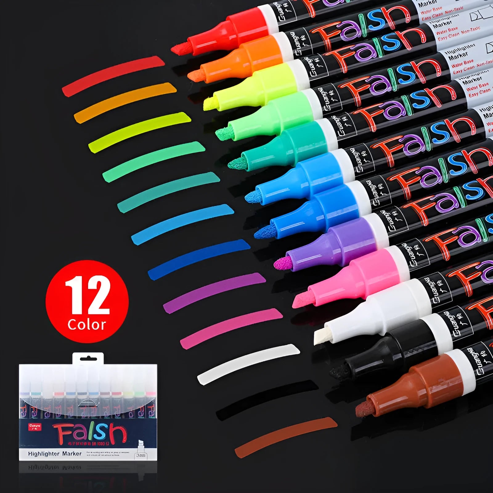Electronic fluorescent plate highlighter with plastic shell, oblique pen shape, and 6mm tip in multiple colour options