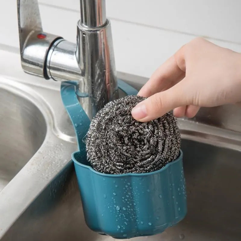 Nordic style plastic kitchen sink drain basket in dark blue colour