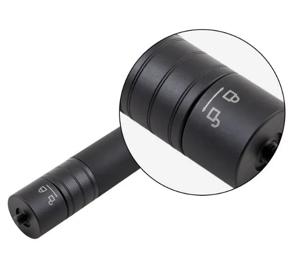 Black retractable selfie stick with extended length and phone mount attachment for mobile photography