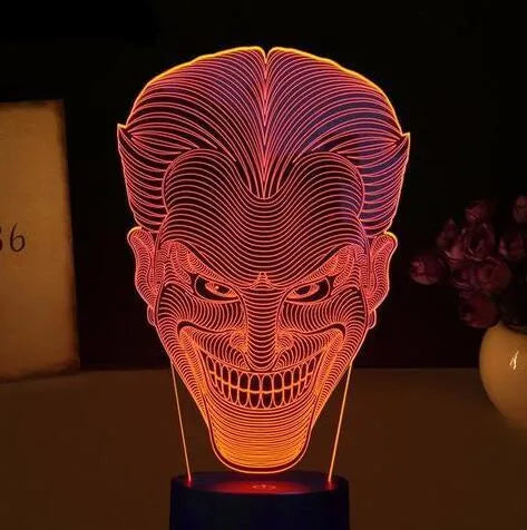 USB-powered 3D LED colour lamp with remote control showing seven adjustable lighting options