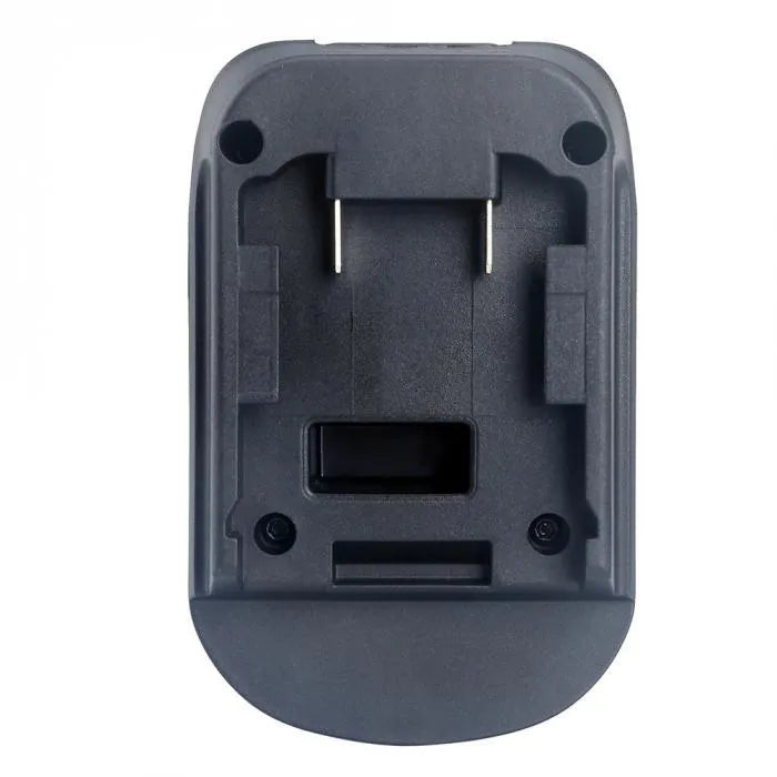 Black Milwaukee to Makita battery adapter showing DM18M to H99F connection for power tools