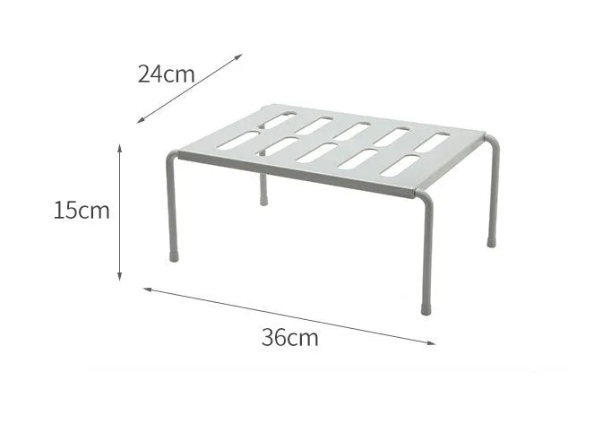 Telescopic plastic kitchen rack in white, adjustable height 36-69cm, floor-standing with Japanese style