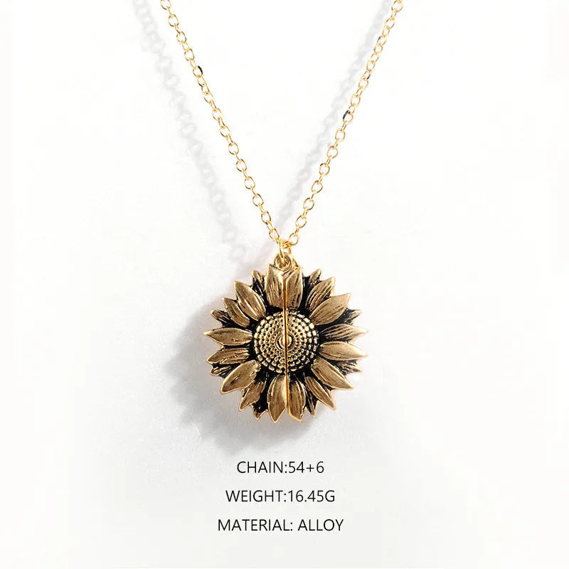 Flower Pendant Necklace Alloy Gold Silver Rose Gold Whip Chain Double Sided Clavicle Short Pendant 21-50cm Women's Fashion Layering Accessory Electroplated Natural Style