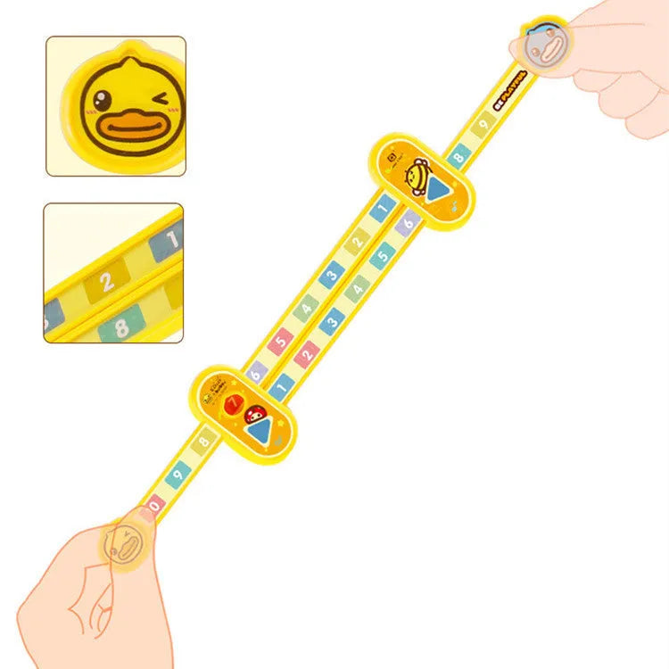 Yellow plastic cartoon digital decomposition ruler for children's maths education measuring 24.5cm