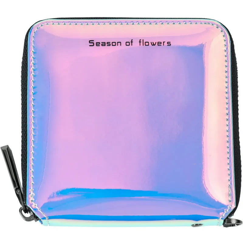 Korean-style short folding women's wallet in PU leather measuring 11cm