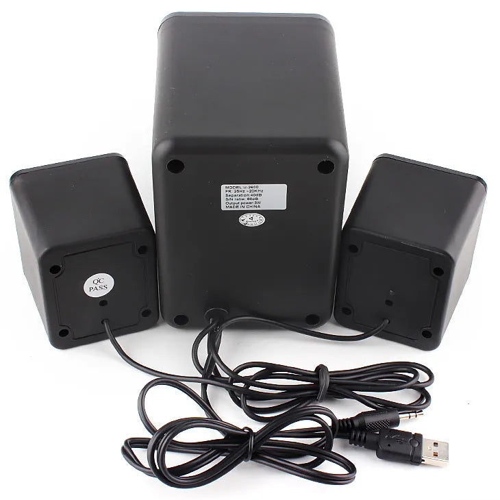 Green 2.1 USB computer speaker with colourful LED lights for PC and mobile devices