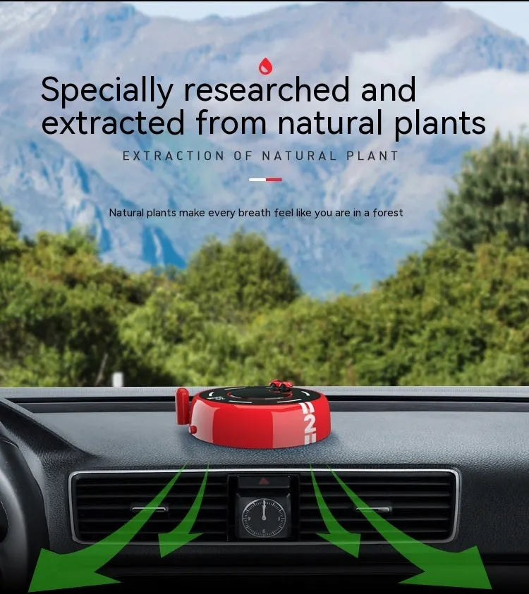 Solar-powered round car aromatherapy decoration in black, red or white colours