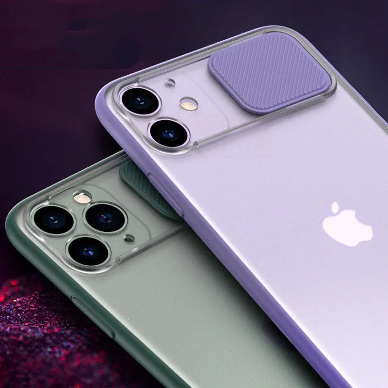 Frosted frame silicone phone case in pure color showing raised lens protection for iPhone