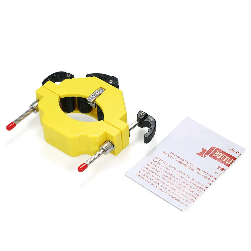 Yellow DIY bottle cutter for cutting glass bottles between 50mm and 120mm in diameter