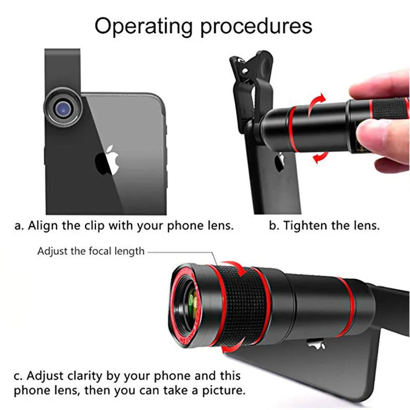 20x cell phone telescope lens in black with roof-type anti-sidelight design