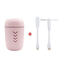 Blue columnar car humidifier with USB cable and 200ml water tank capacity