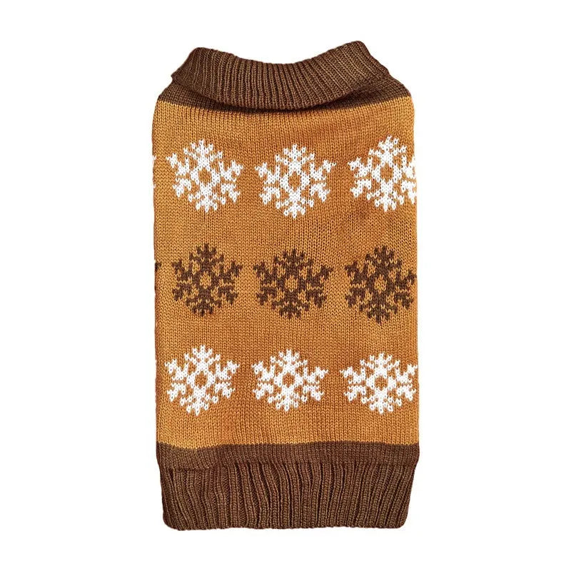 Grey and dark brown acrylic dog Christmas sweater pet clothing size range XXS to XL