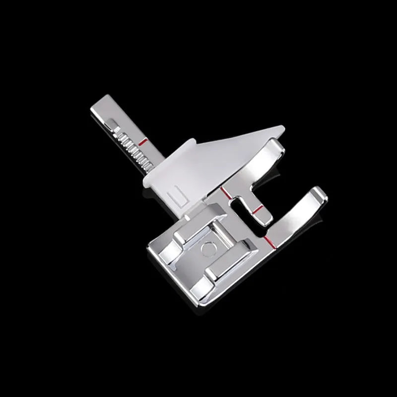 Regular Presser Foot For Household Sewing Machine - Adjustable Snap-On Seam Guide With Red Line Alignment - Low Shank Fit For Topstitching Quilting - Fixed Gauge 9.6gram Lightweight Presser Foot Accessory