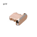 Aluminium alloy iPhone charging port dust plug in metallic colours on a dark background.