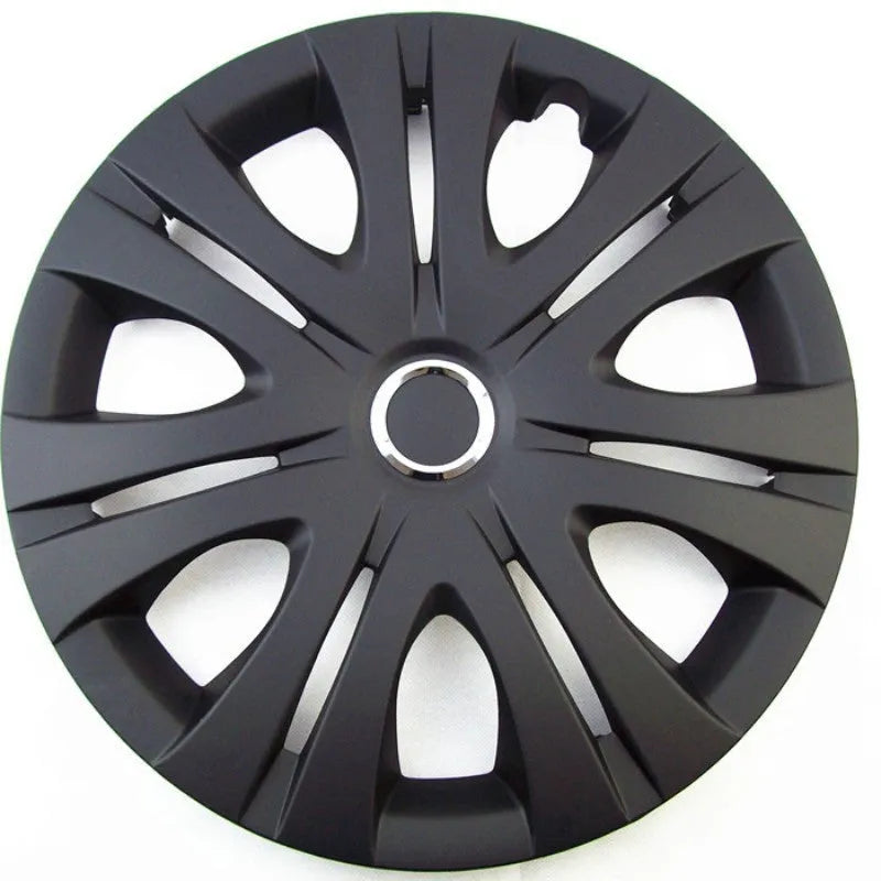 Universal ABS car wheel hub cover in a monochrome silver finish for a 15-inch wheel.