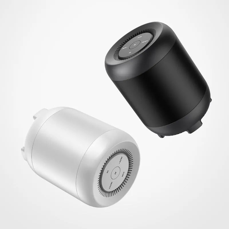 Black or white Bluetooth speaker with AI voice control and subwoofer boosting system