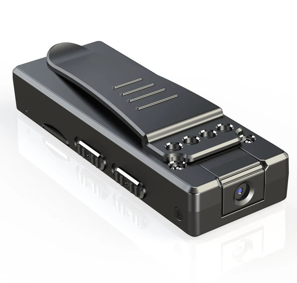 Black 1080p HD DV camera with 90-degree rotation capability for home monitoring and recording