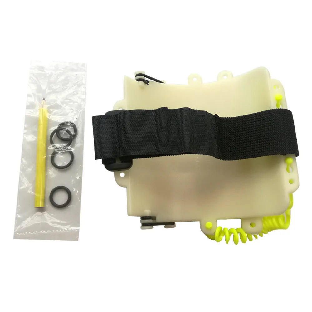 White luminous underwater diving wristboard with pencil and spare o-ring for scuba communication