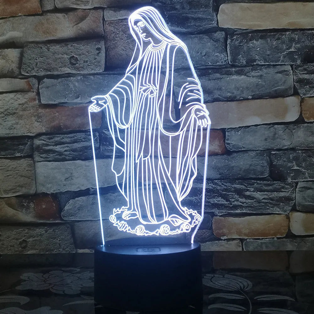 3D LED night light showing laser-engraved acrylic dual ring pattern with colourful illumination effects