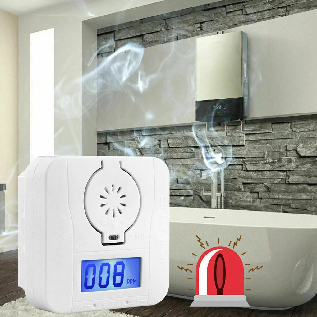 White carbon monoxide alarm for wall mounting detects CO gas from coal stoves