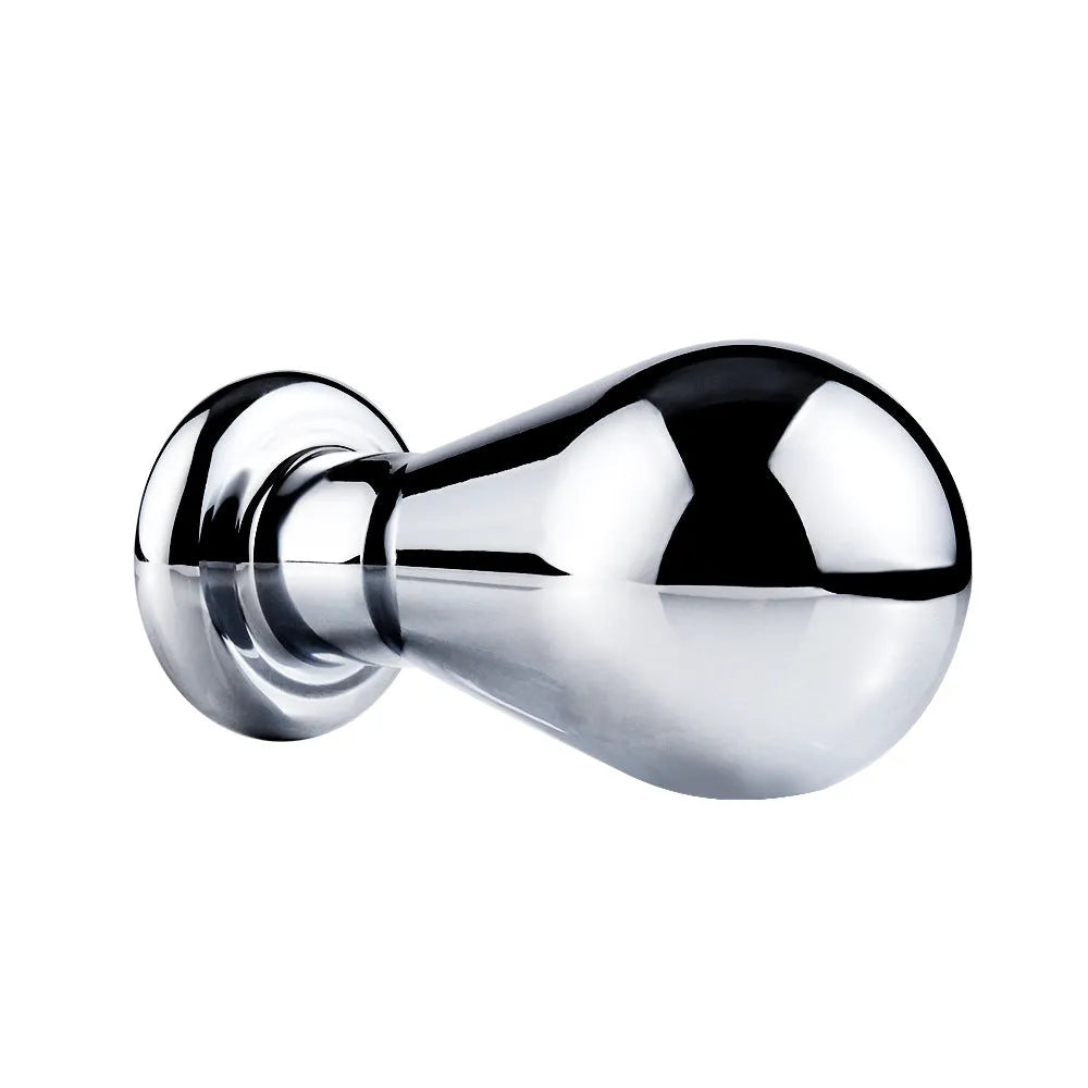 Silver aluminium alloy bulb shaped butt plug on surface