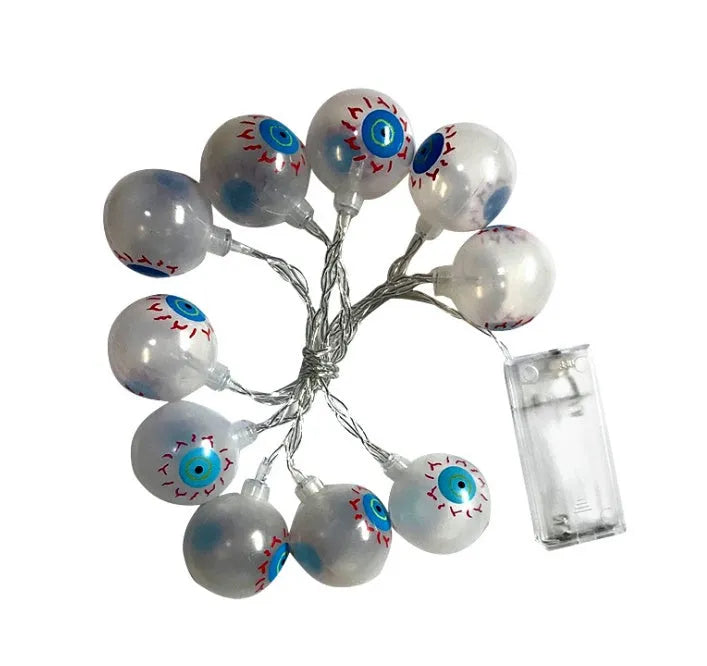 Halloween LED string lights with pumpkin, bat, ghost and spider lantern decorations