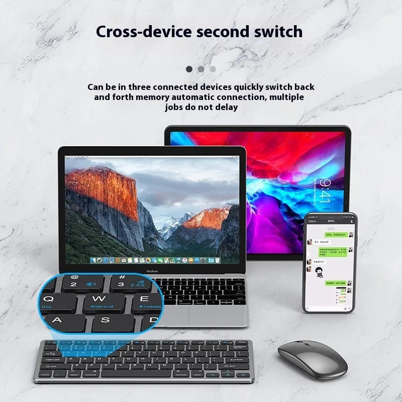 Ultra-thin wireless keyboard and mouse combo in black, gun colour, or silver with protective keyboard cover