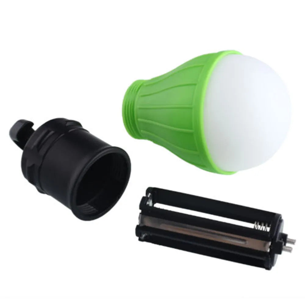 Portable LED camping light with hanging hook in red, yellow, blue, or green colours