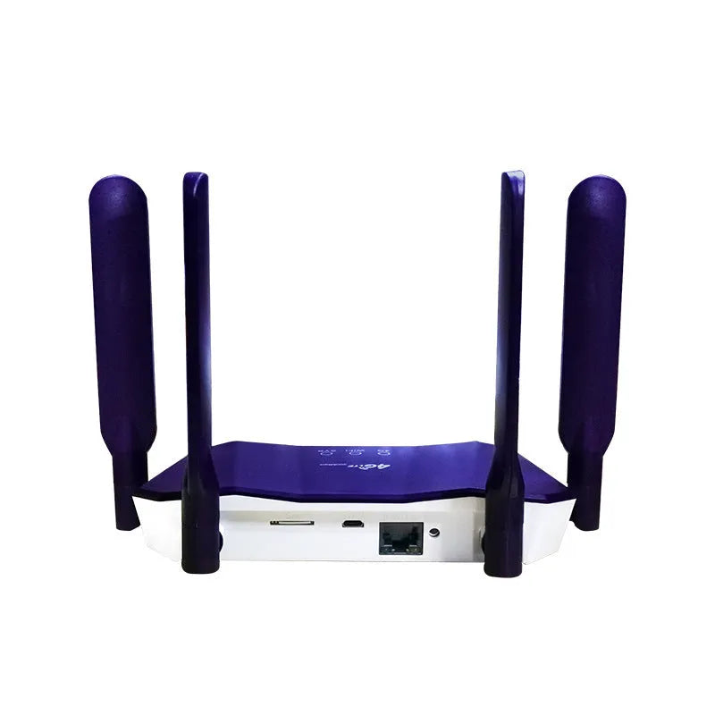 Blue 4G wireless and wired dual-mode router with four external antennas