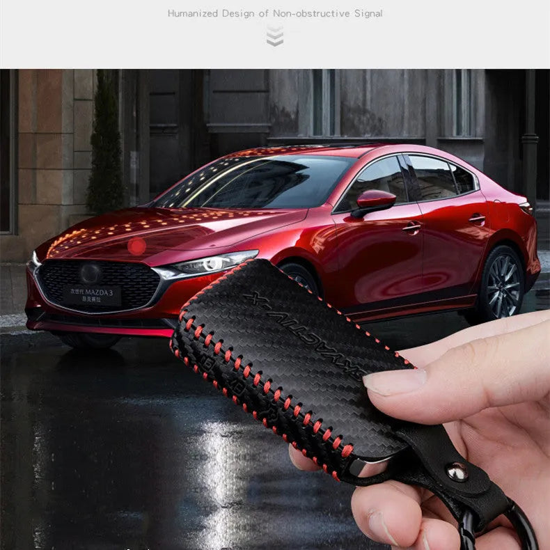 Angkesaila car leather key case in 3D carbon fibre pattern for Angkesaila model key fob