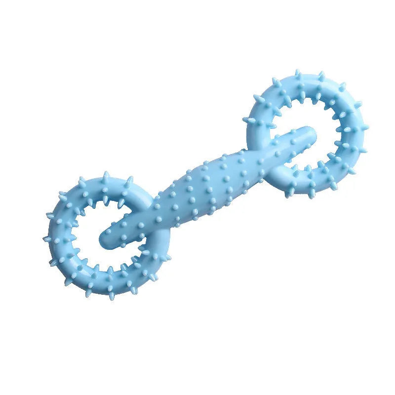Blue TPR dog chew toy ring measuring 16cm across for puppy teething