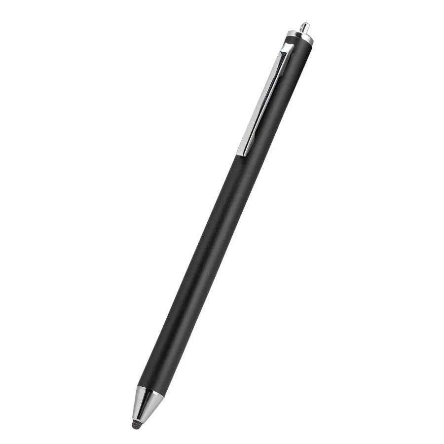 Metal stylus pen with a fine black tip, shown in seven colour options.